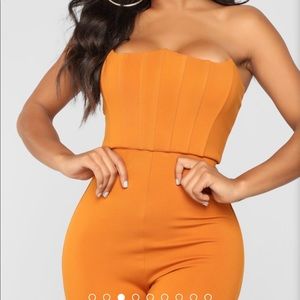 Cognac jumpsuit bodycon bodysuit fitted